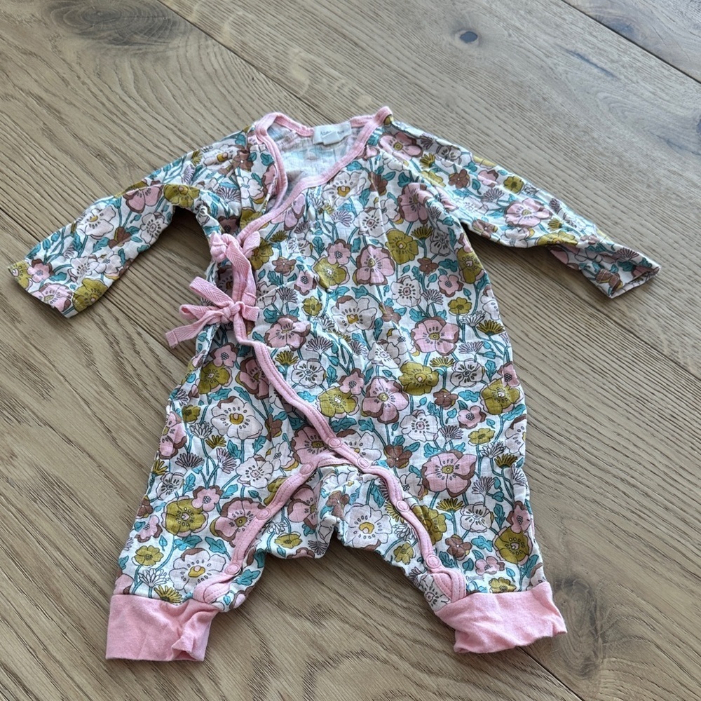Angel dear Floral Pink Kids One Piece 0/3m Muslim cotton